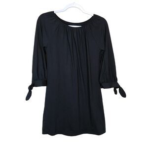 Nicole Miller Girls Kids Black Dress Shift Tie Sleeves Size 12